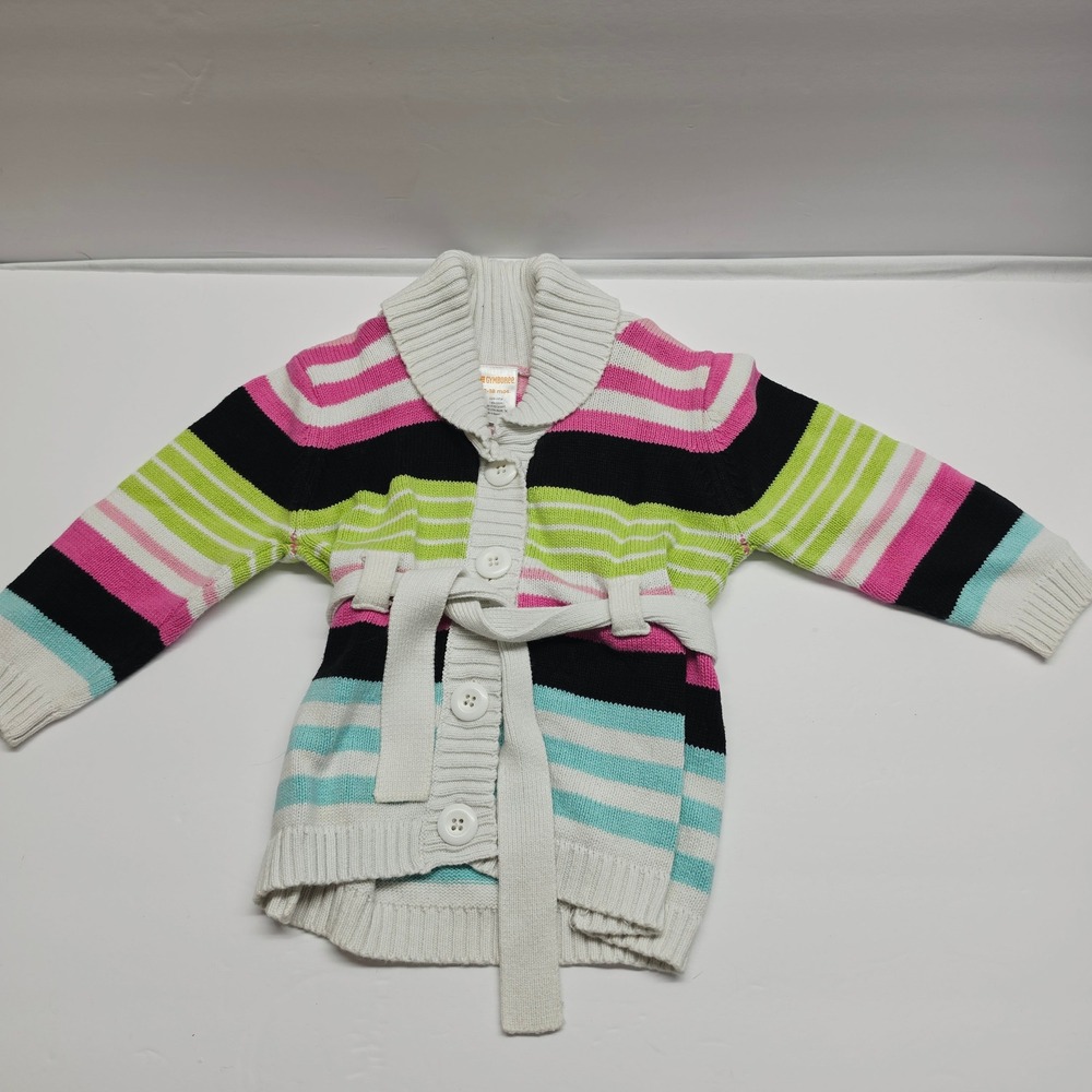 Gymboree Cardigan and Jeans Set Kids 12-18 Months Multi-Color Striped Denim - Picture 2 of 10